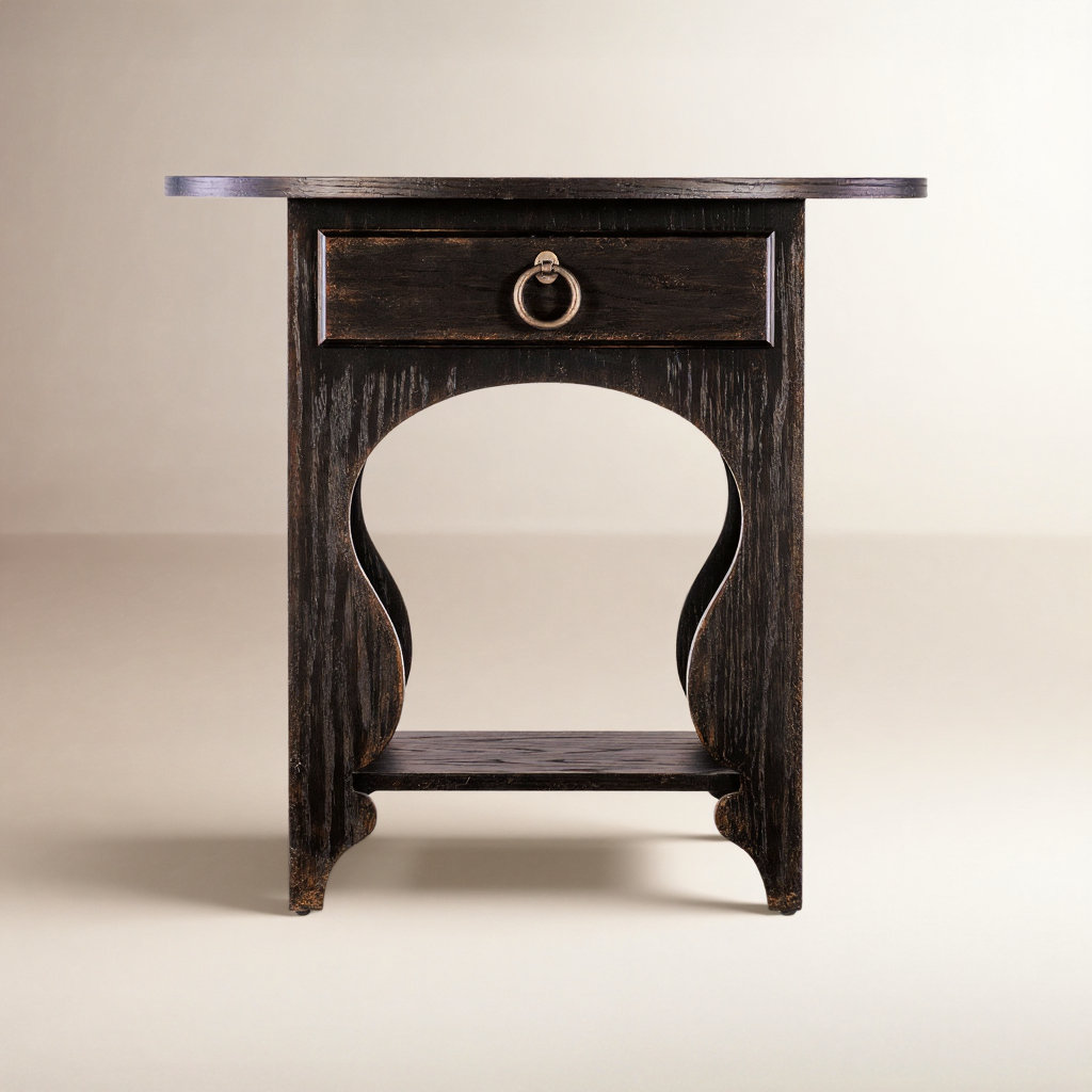 Americana One-Drawer Oval Nightstand, Black