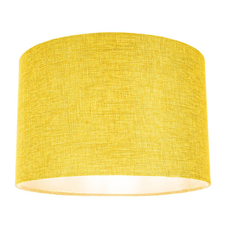 30cm Linen Drum Lamp Shade, Yellow, 20cm H x 30cm W x 30cm D