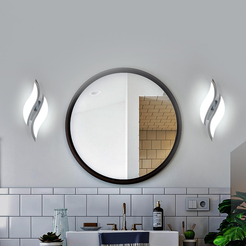 Modern Chrome Acrylic LED 30Cm Sleek Design Wall Sconces, 6500