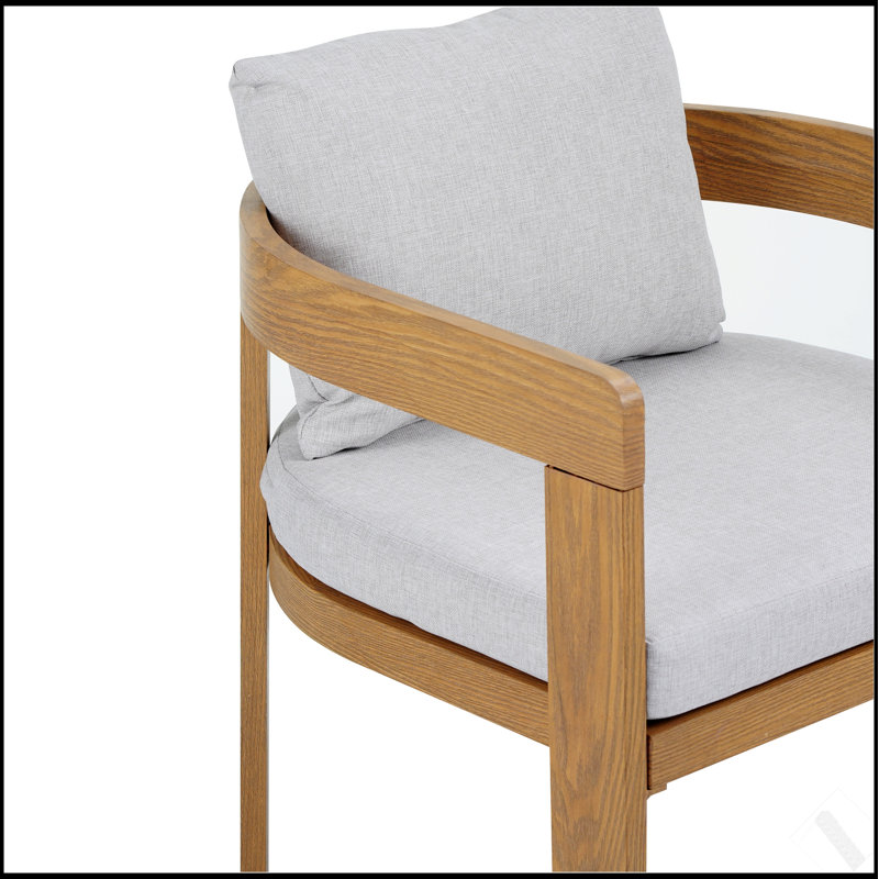 Ensemble de 2 chaises de salle à manger d'extérieur et d'intérieur Elko, structure en teck avec coussins gris clair, résistantes aux intempéries