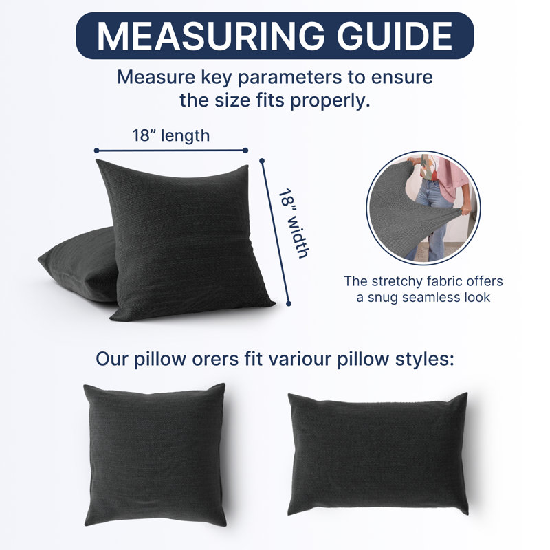 Stretchy Slipcover for Throw Pillow - Easy to Clean & Durable - Comfort Collection, Light Gray