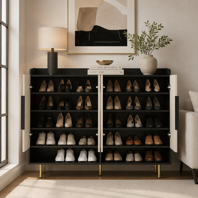 4-Door Shoe Storage Cabinet with Adjustable Shelves