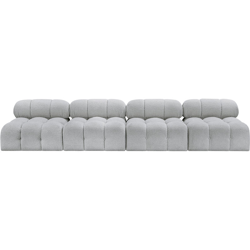 Ames Upholstered Sofa, Grey Boucle Fabric, 4 Armless
