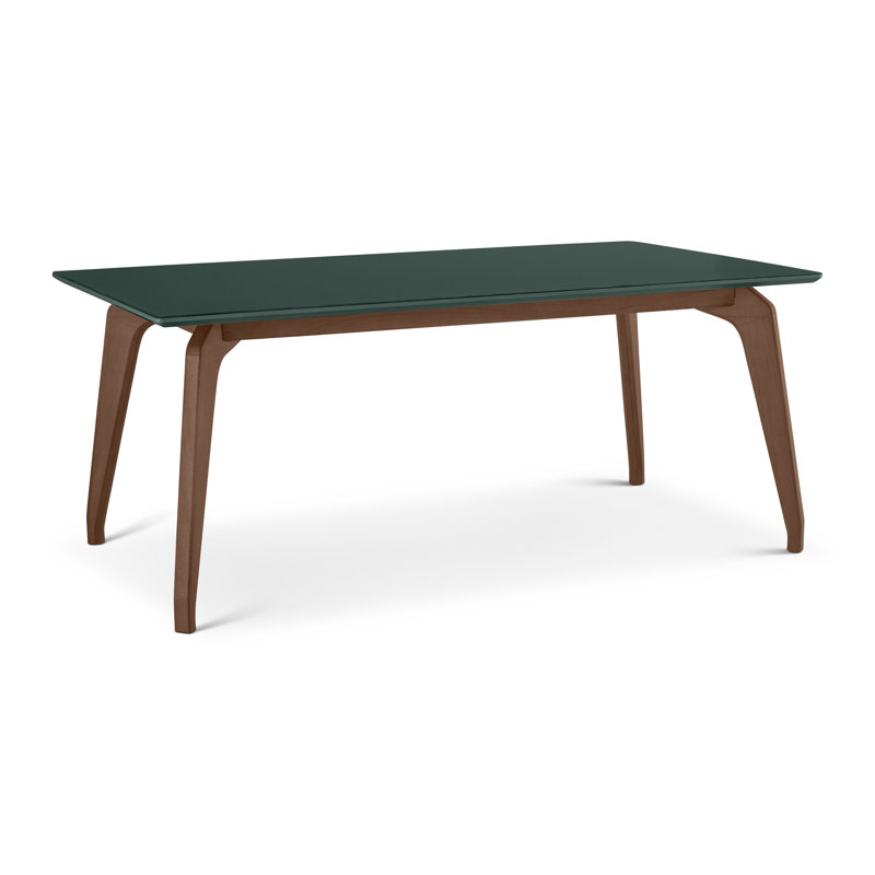 Modern Brazilian Glass Dining Table, Floresta Green, 29.5" H x 70.75" L x 39.25" W