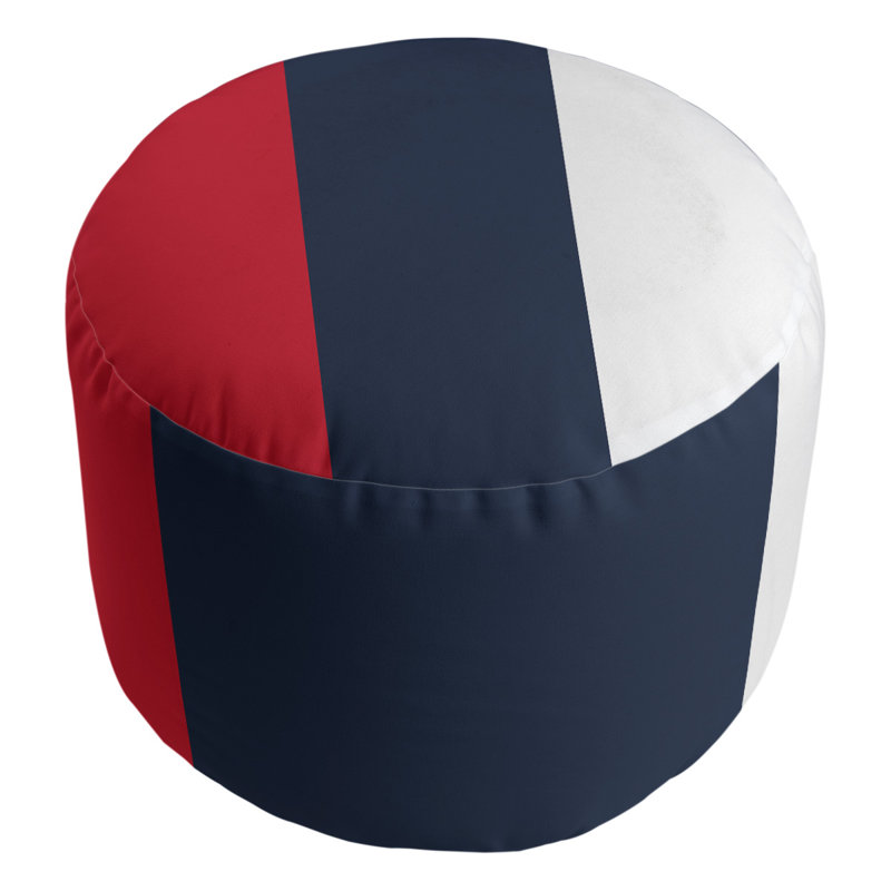 Repose-pieds cubique rond à rayures 20,5", Rouge / bleu marine / blanc