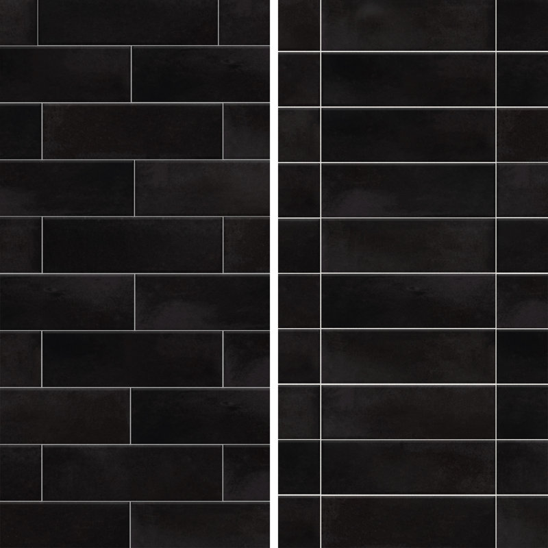 Coco 2" x 6" Porcelain Subway Wall Tile, Black Hat