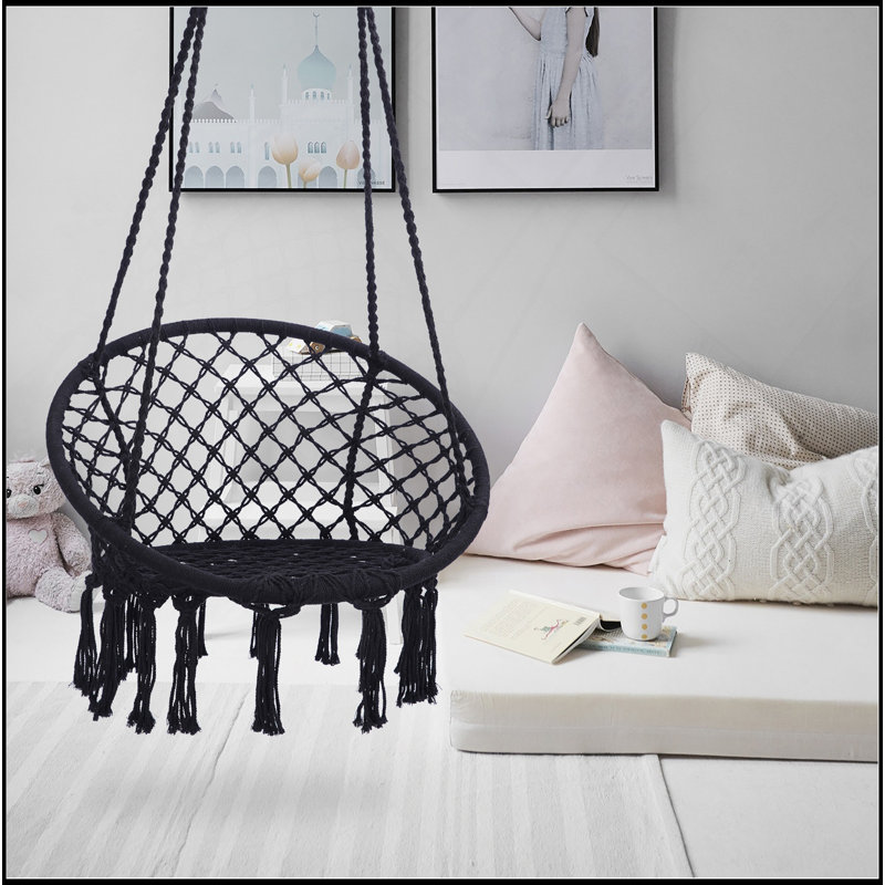 Chaise hamac polyvalente pour la détente intérieure et extérieure, poids maximum 330 lb, Noir