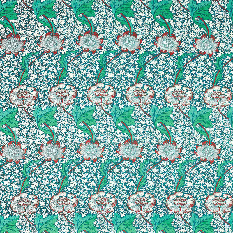 Kennet Fabric, Olive/Turquoise