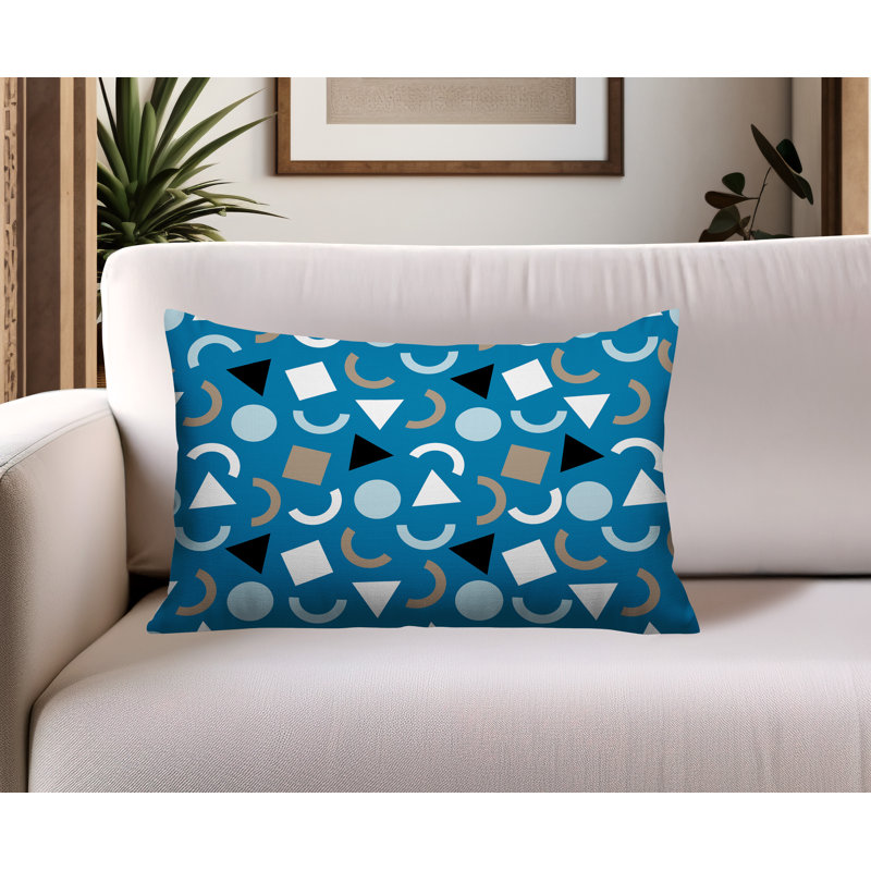 Coussin lombaire réversible intérieur / extérieur Lunko, Rectangle H 18 po x l 25 po, Turquoise