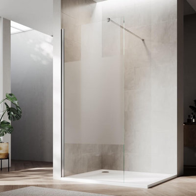 30”W*72”H Frameless Shower Screen with 8mm Semi-frosted Easy to Clean Glass