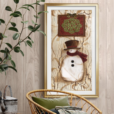Bonhomme de neige rétro - reproduction d'art encadrée