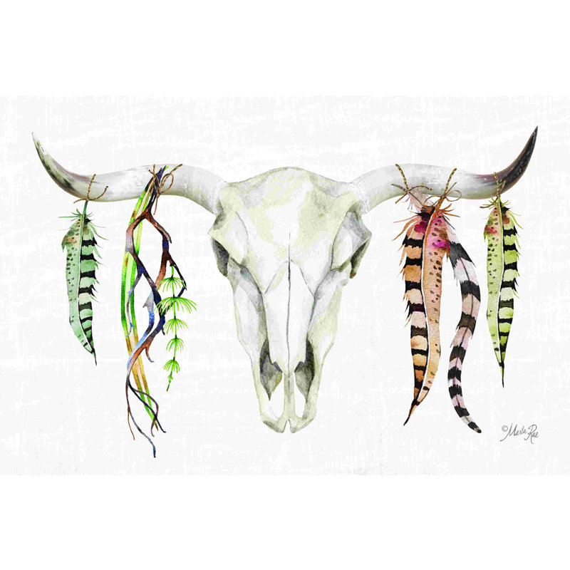 Crâne tribal II, H 20 po x l 30 po, No, Toile avec cadre flottant noir