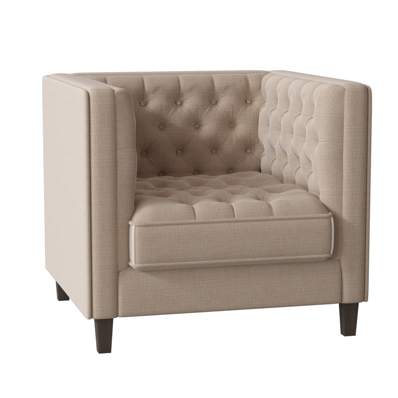 Fauteuil capitonné large de 36 po Jess, Café au lait Metrolinen, Brun acajou