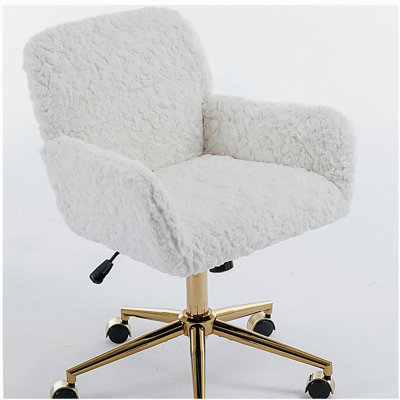 Office Chair,Artificial rabbit hair Home Office Chair with Metal Base,Adjustable Desk Chair Rotating Office Chair,Makeup Chair by Latitude Run
