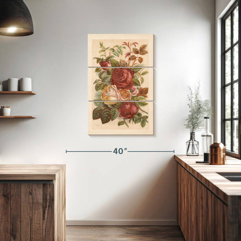 Harnek Roses Chromolithograph, 38" H x 24" W