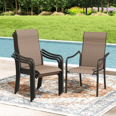 Outdoor Patio Stacking Dining Armchairs by Lark Manor