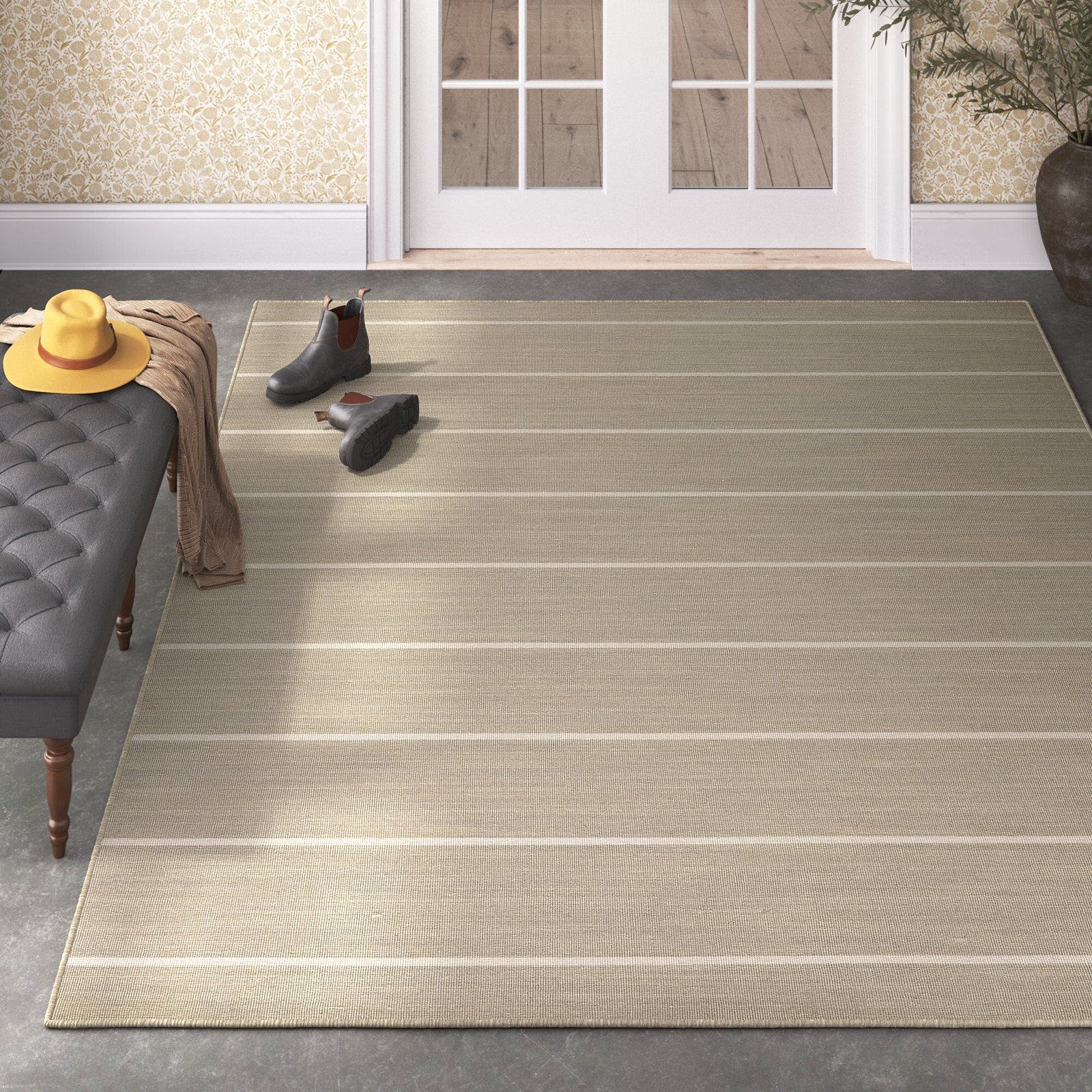 Creekmont Brown Light Gray Hand-Woven Wool Rug, Rectangle 8' x 10'