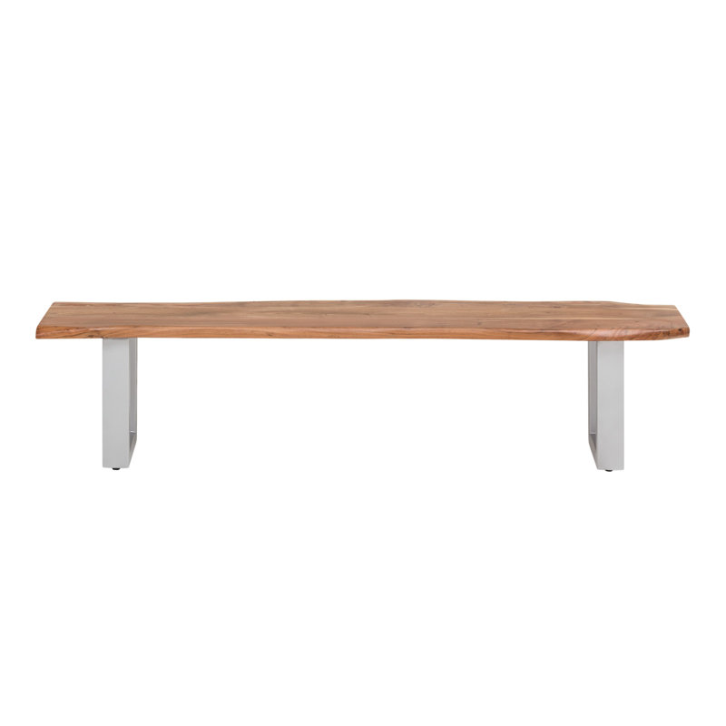 Sasheer Solid Wood Bench, 45cm H x 190cm W x 40cm D, Brown/Silver