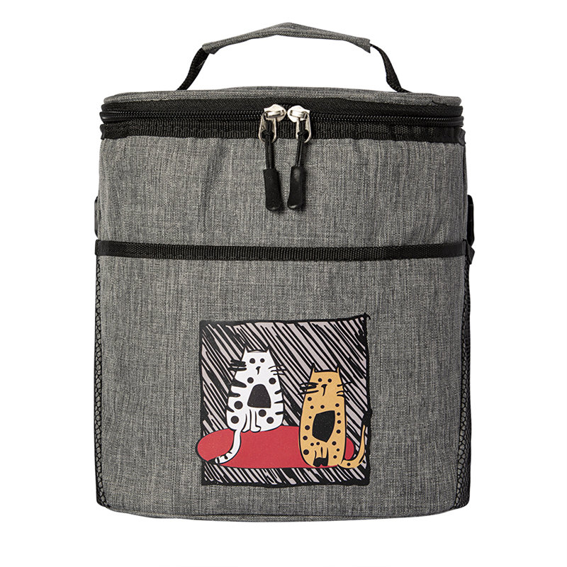 Sac isotherme Cats Grey 10 L (2,6 gal), sac à lunch isotherme avec bandoulière réglable et poches en filet, doublure en aluminium résistant à l'eau pour la préparation des repas