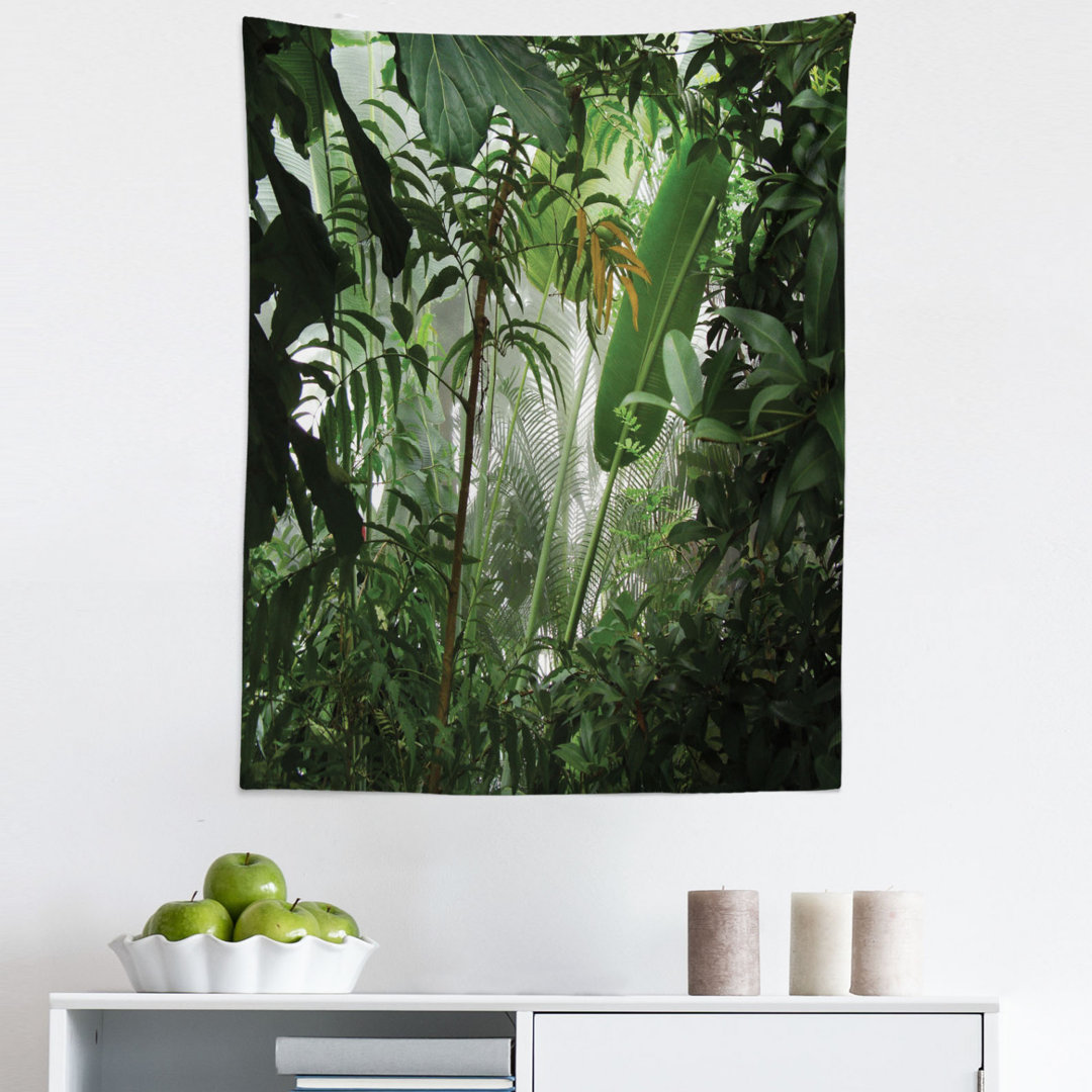 Tropical Rainforest Preservation Humidity Palm Tree Wild Environment Misty Nature Tapestry