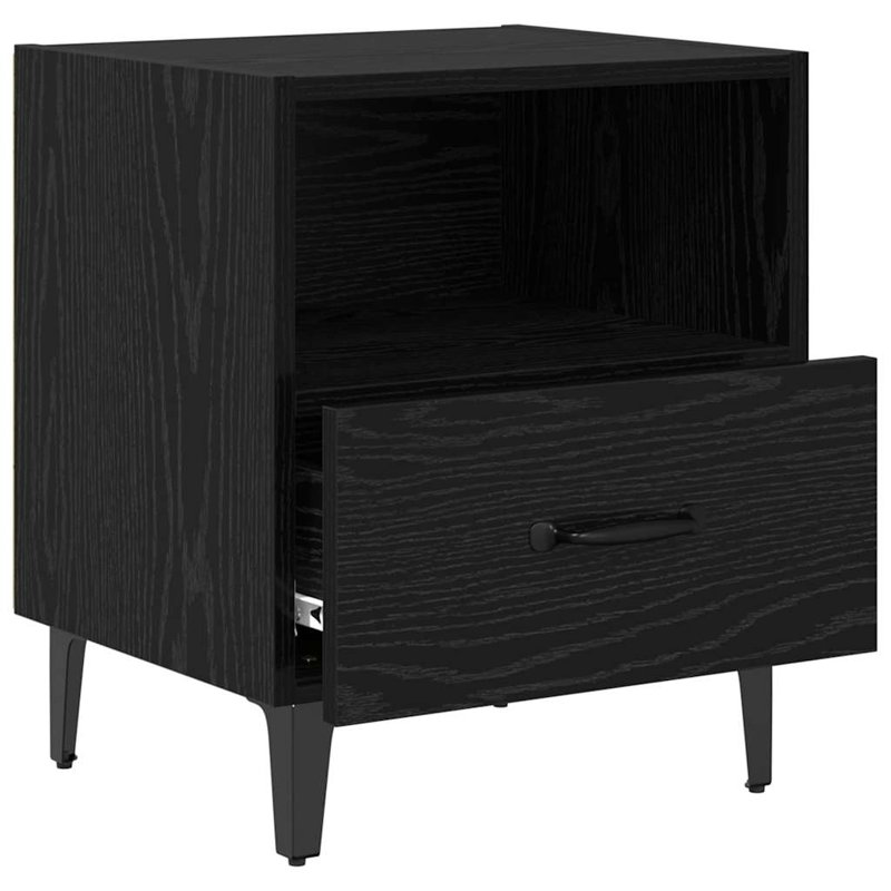 40cm W Manufactured Wood Bedside Table, Black Oak