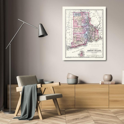 Alcott Hill®, art graphique sur toile tendue de la galerie mitchell: Rhode Island - mitchell 1877 USRI0002