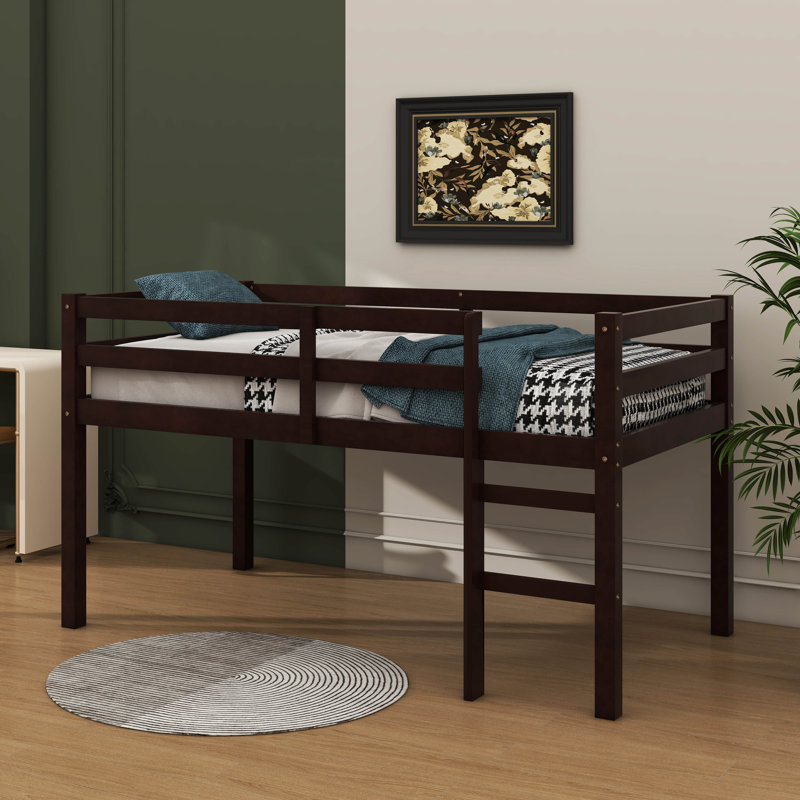 Twin Elevated Loft Bed Comes With Ladder, Espresso