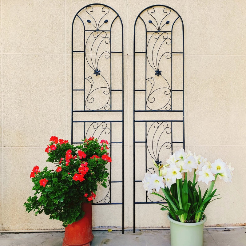 Ensemble de 2 treillis de jardin en métal 86,7 "x 19,7" antirouille pour plantes grimpantes pour l'extérieur