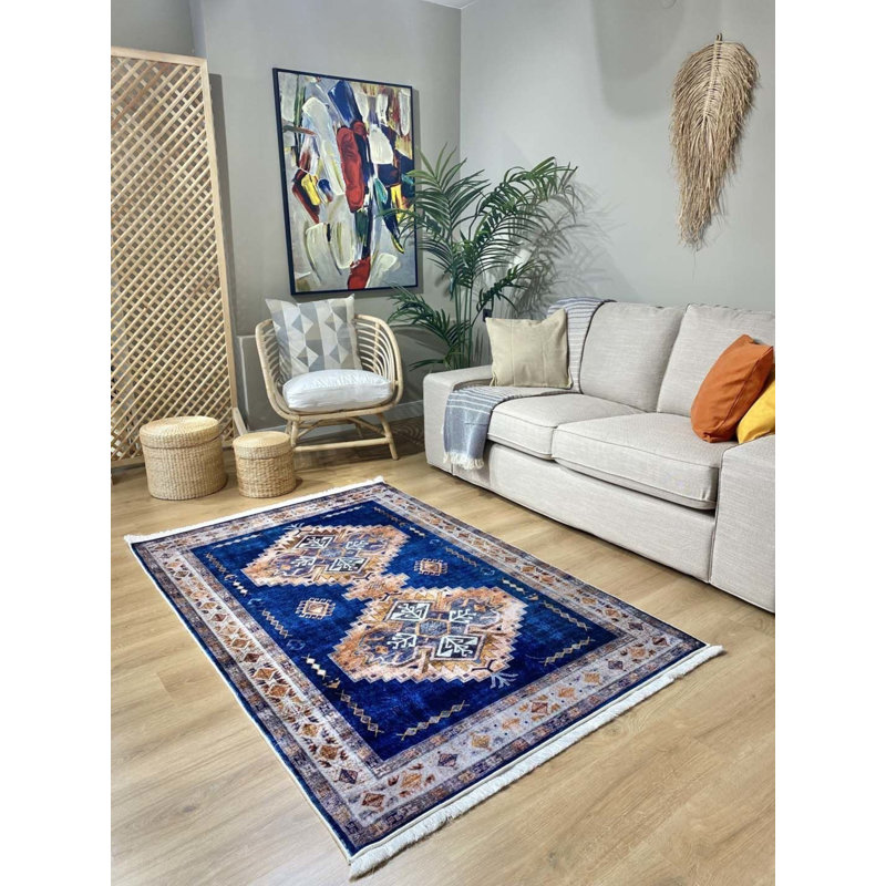 Tapis en coton Landree avec envers antidérapant, Rectangle 5 pi 11 po x 14 pi 9 po