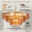 9-Light 32"W Polished Brass Modern Tired Chandelier with Hand-Blown Amber Glass for Dining Room or Living Room-228307314