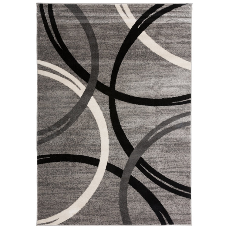 Devonshire Abstract Gray/Black/Ivory Area Rug