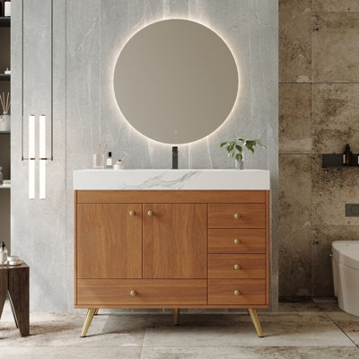 Meuble-lavabo sur pied 36 po avec plateau en faux marbre 36 po