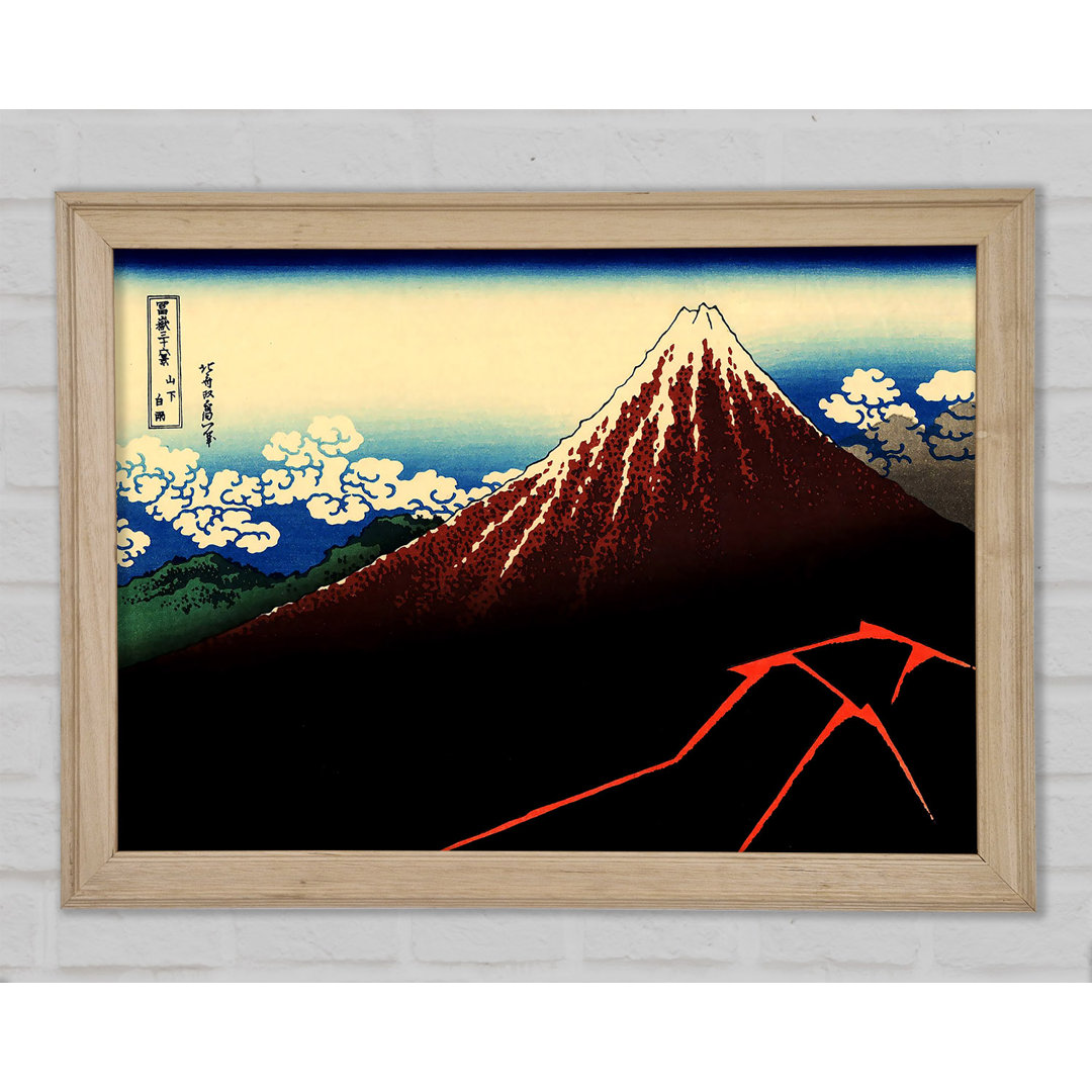 Hokusai Lightning Below The Summit - Einzelner Bilderrahmen Kunstdrucke