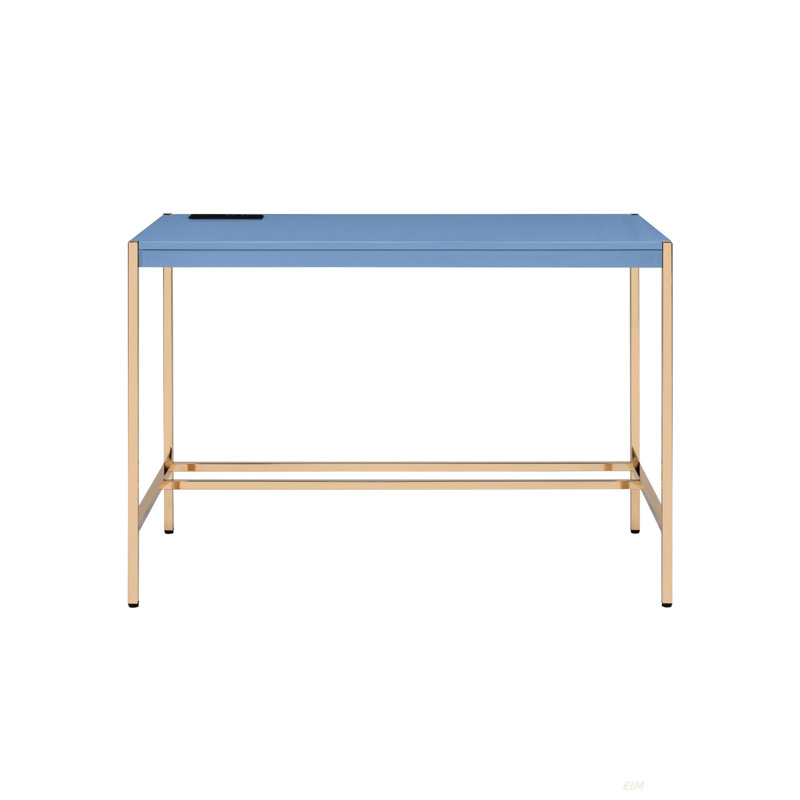 Bureau d'écriture avec ports USB, Bureau d'écriture rectangulaire (Bureau), Bleu