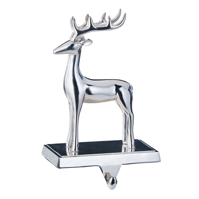 Metal Reindeer Stocking Holder, Silver, 20Cm