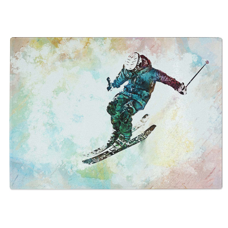 Tempered Glass Skiing Chopping Board, 39 cm W x 28.5 cm L