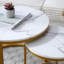 Table basse gigogne deux pièces ronde en blanc et gris avec structure en marbre doré pour appartement Pratique, facile à assembler de 2 tables Structure fonctionnelle, stable et simple