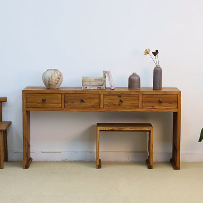 65.35" Brown Rectangular Solid Wood Console Table