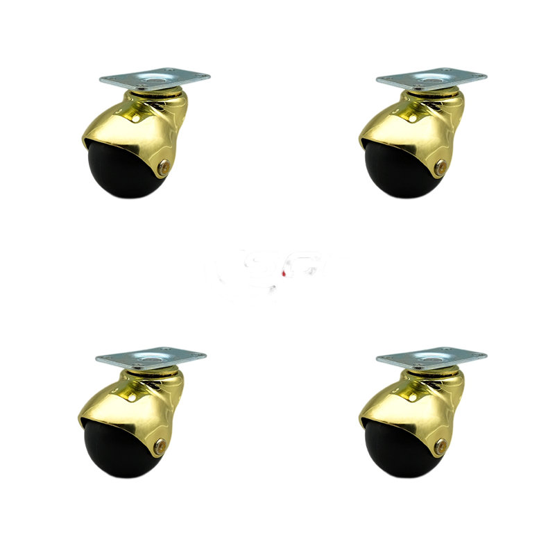 Ensemble de 4 roulettes de service 2 roulettes 2 pouces, Laiton brillant
