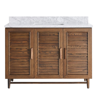 Serenity Woodgrain 48" Single Bathroom Vanity with Carrara Marble Top