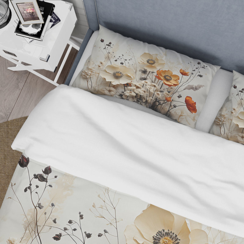Ensemble de housse de couette en microfibre / polyester Bohemian Earthly Floral Collage II Bedding