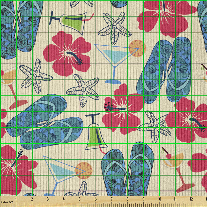 Tissu Flip Flop par The Yard, sandales de cocktail et de plage, exotique Summers Hibiscus, l 90 po x L 108 po
