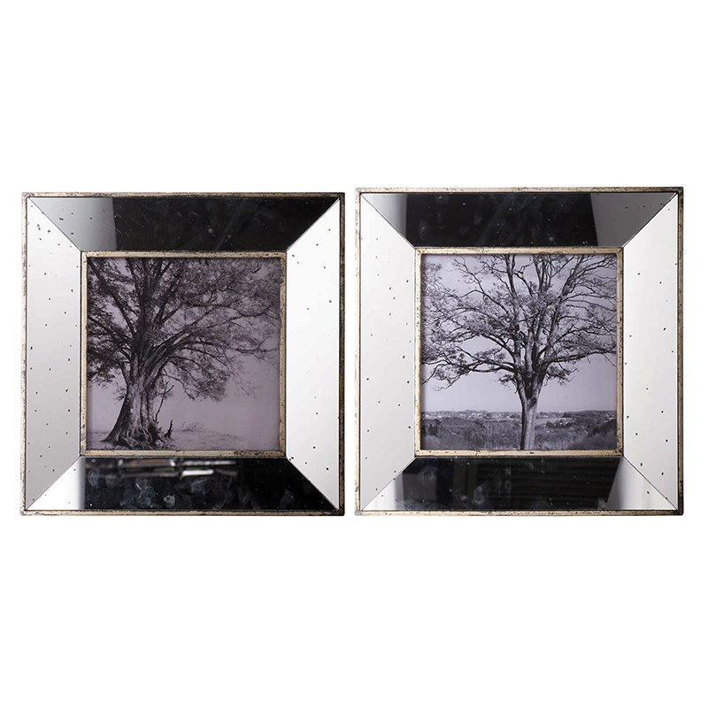 S/2 Vintage Silver Reflective Picture Frames, 15X15"