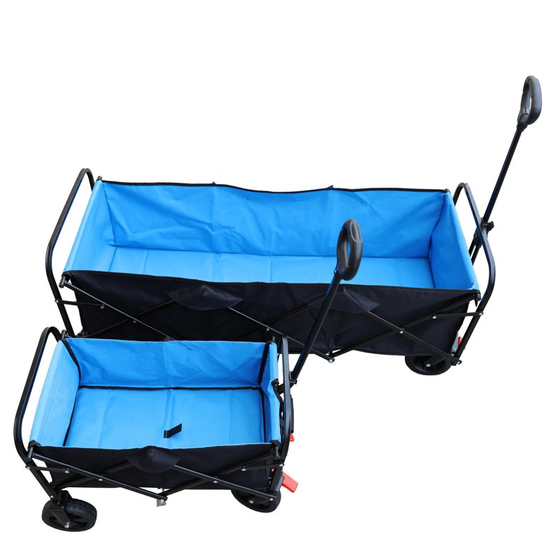 Chariot de camping pliable avec cadre en acier et frein, Noir / Orange, H 41,3 po x l 57 po x P 24,8 po