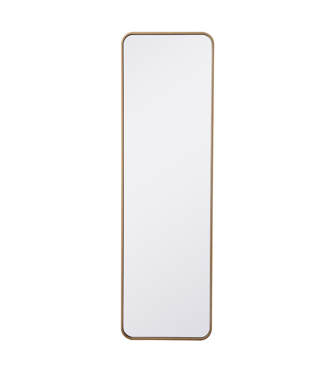Sabine Metal Rounded Rectangle Wall Mirror, Brass, 60" x 18"