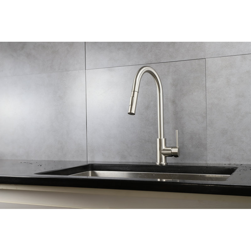Olivi Brass Single-Handle Pull-Down Spray Kitchen Faucet, Brushed Nickel