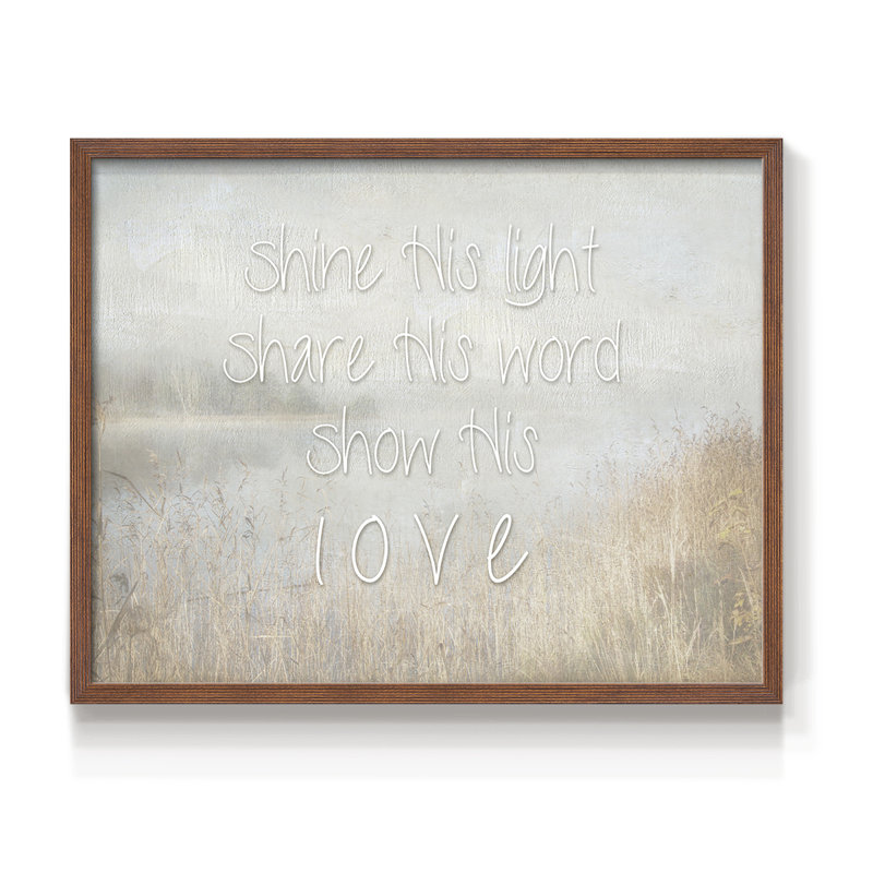 «Shine His Light», reproduction encadrée, H 11 po x l 14 po, Noyer