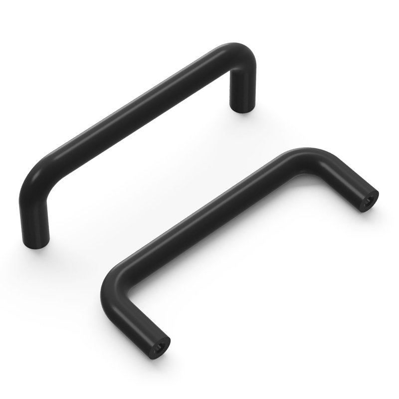Wire Kitchen Handles, Solid Core Drawer Pulls for Cabinet Doors, 3-3/4", Black
