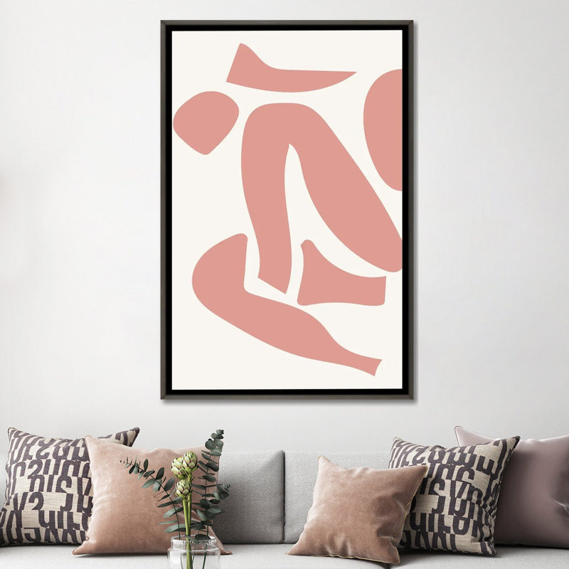 « Déstructed » rose par Mambo art studio-impression, Pas de tapis, H 60 po x l 40po x P 1,5 po, Toile avec cadre gris