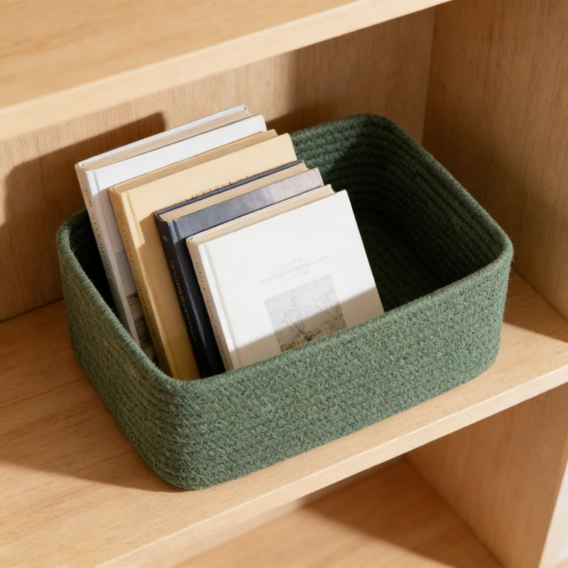 4 Pack Woven Storage Baskets, Decorative Closet Organizer Bins For Shelves, Nursery, Towels & Toys, Mini Handwoven Cotton Rope Basket Set For Home Organization